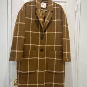 Madewell Windowpane Elmcourt Coat in Insuluxe Fabric in Dried Cedar Size Large